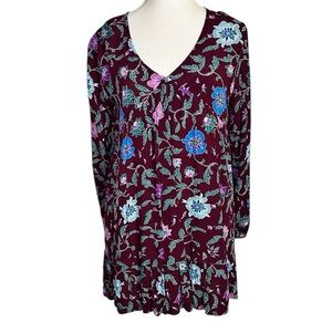 Love Riche Purple Floral Long Sleeve Tunic